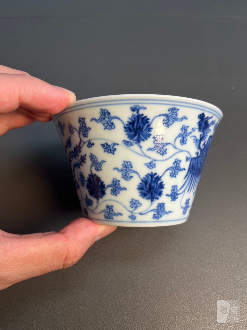 清雍正  青花凤纹马蹄杯 - 图5